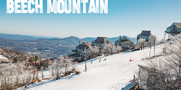 View of the slopes enjoyed by skiiers and snowboarders in Beech Mountain, NC.
