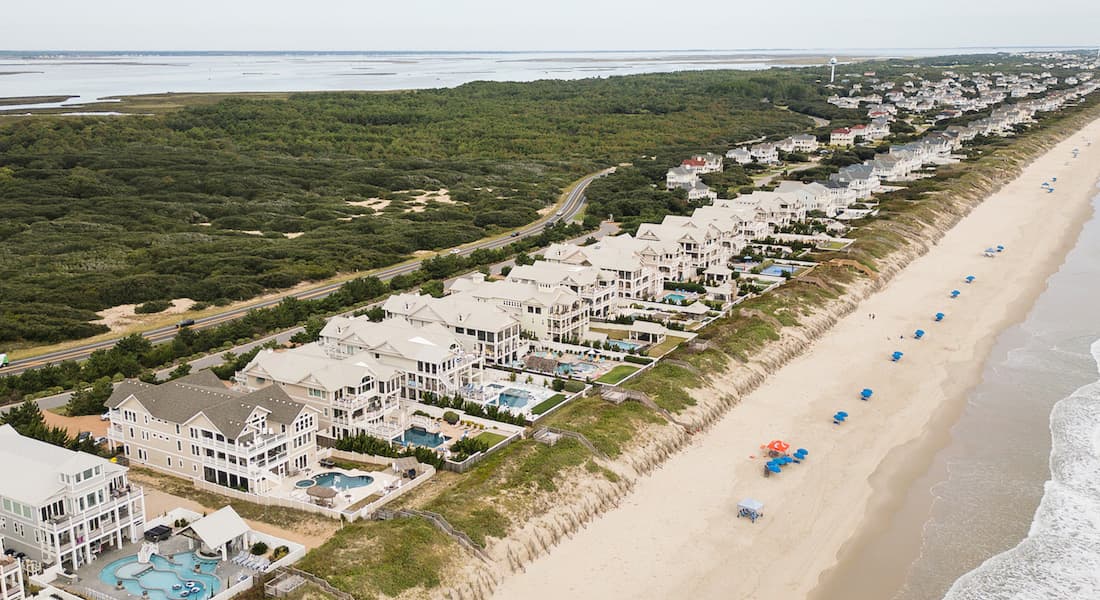 Arial view of Northern Outer Banks coastline