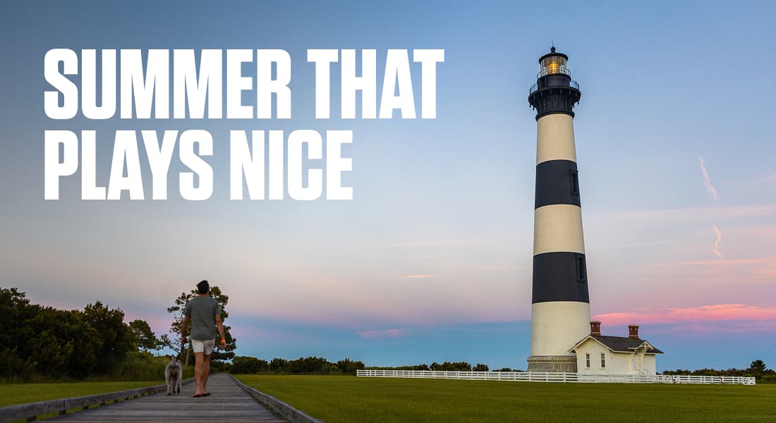 SUMMER THAT PLAYS NICE - Walking the dog by Bodie Island lighthouse, Nags Head, NC