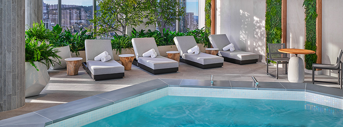 A luxury indoor pool area.