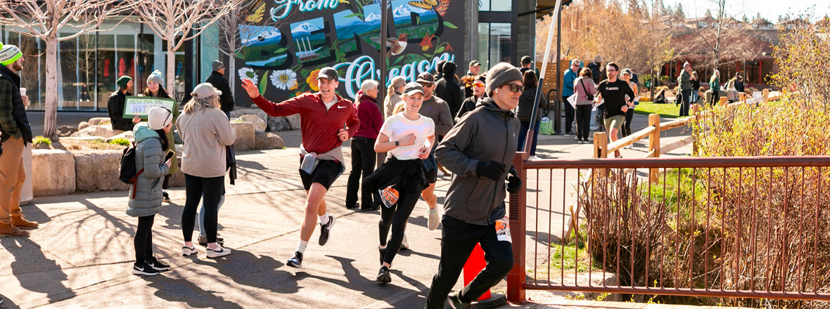 Marathon runners running through Bend.