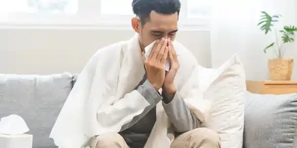 Man sick with flu