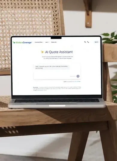 VC AI Quote Assistant webpage on laptop