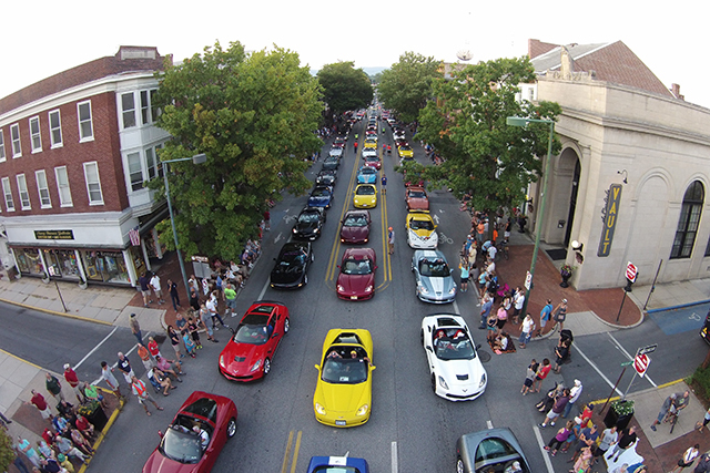 aerial of cars on street
