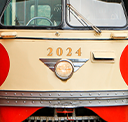 Front of a trolley that has an inscription of 