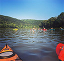 Point of view of someone kayaking