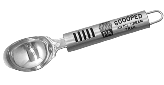 Stainless steel ice cream scooper engraved with 