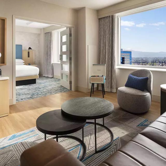 A hotel suite at the San Jose Marriott.