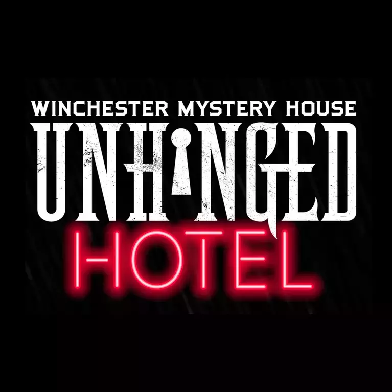 Logo for Winchester Mystery House Unhinged Hotel.