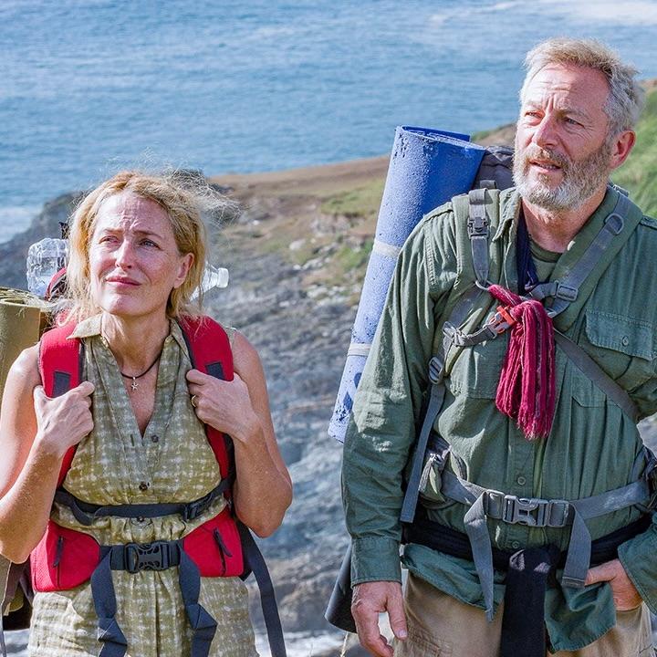 Actors Gillian Anderson and Jason Isaacs in the film The Salt Path.