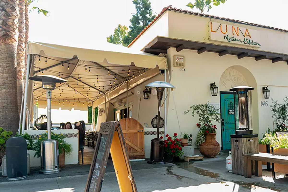 Outside of Luna Mexican Kitchen in the daytime.