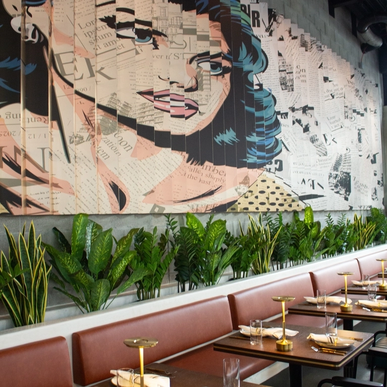 The dining room at The Pressroom in San Jose.