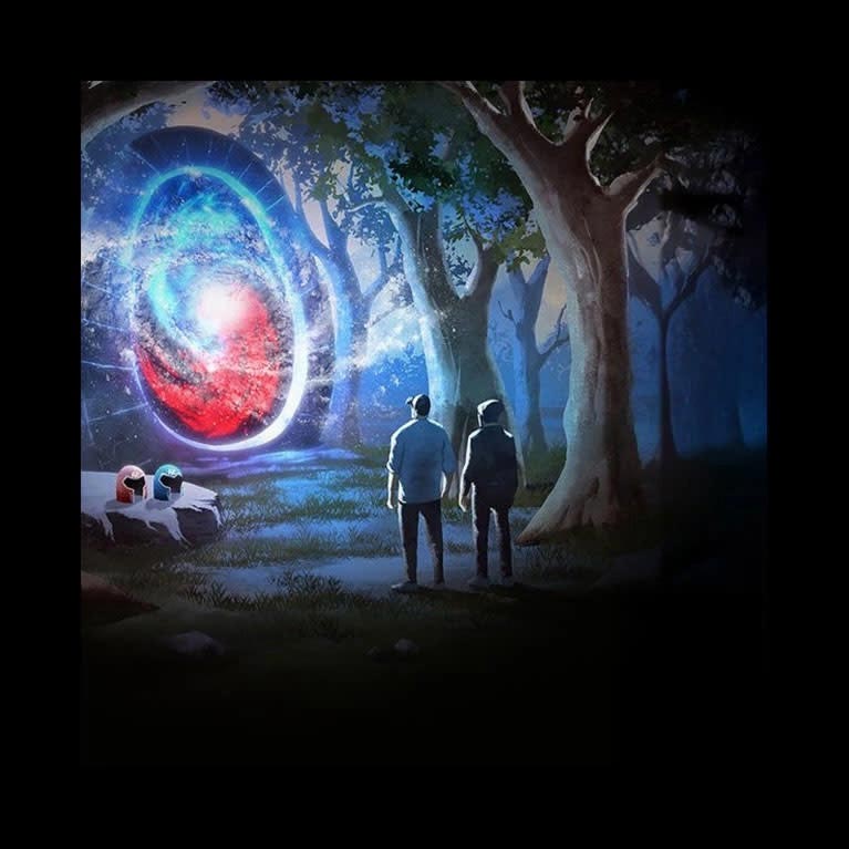 An ad for the electronic music duo, Adventure Club