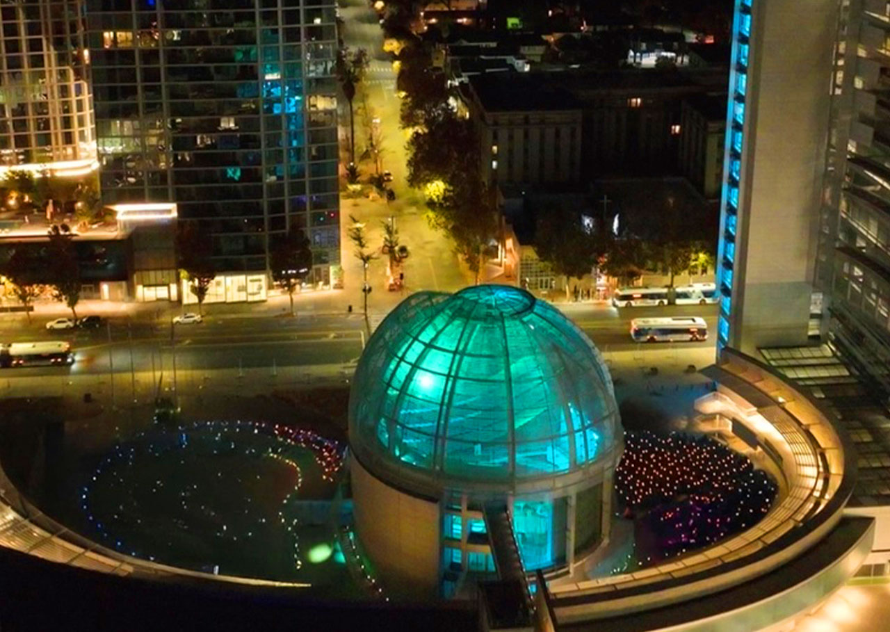 Aerial view of San Jose city hall.