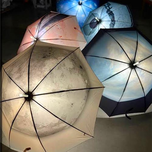 Invisible Skies illuminated umbrellas at City Hall.
