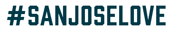 Animated gif with the words Hashtag San Jose Love. The hashtag spins 360 degrees and transforms into a heart and back.