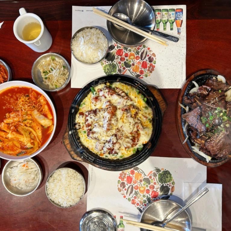 A steaming stone-pot bibimbap served at Omgari.