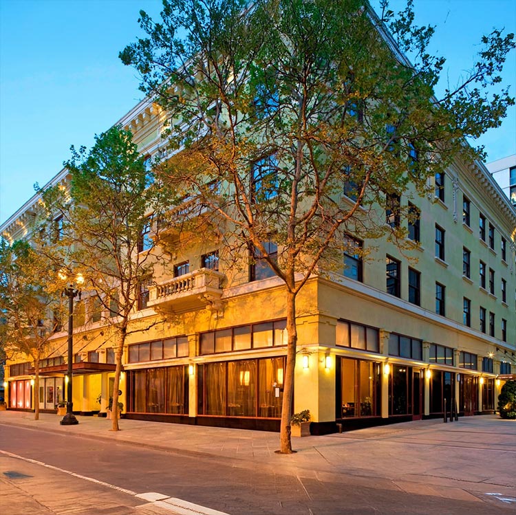 Historic brick exterior of Four Points by Sheraton San Jose Downtown.
