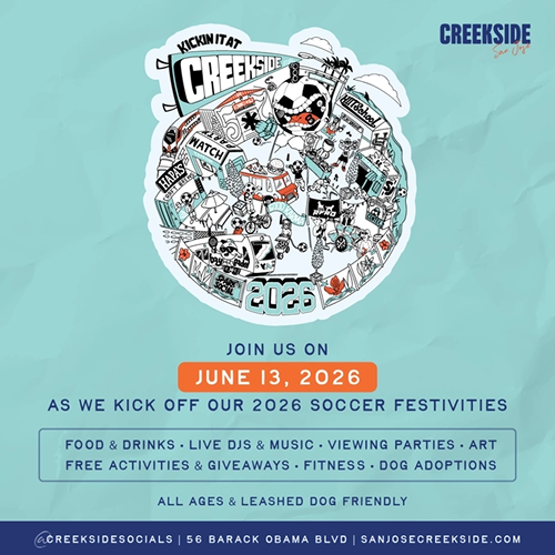A blue banner that says Kickin it at Creekside 2026.