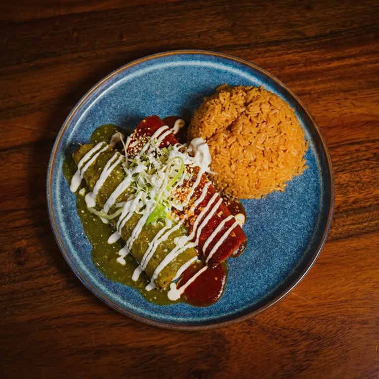 Plates of delicious Mexican food.