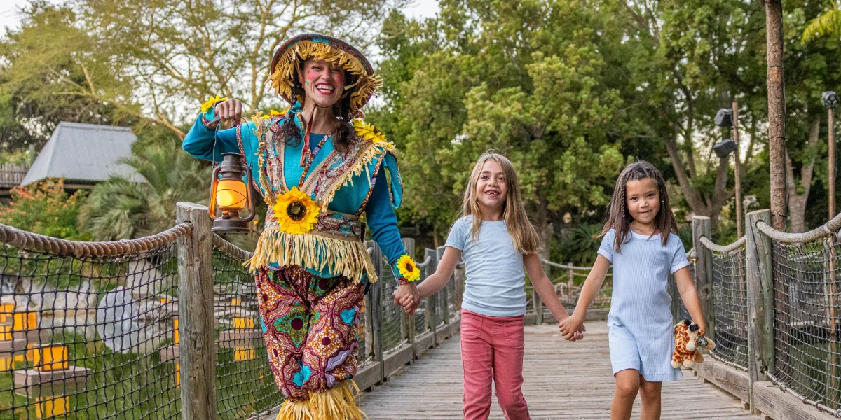 Autumn Festival character with two kids