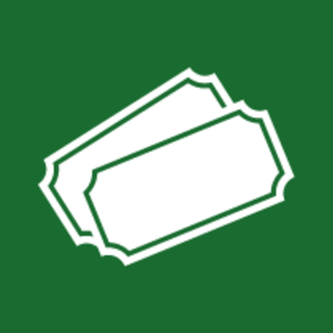 An image of two blank tickets stacked on top of one another with a green border around them