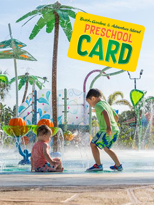 Two small children playing in Castaway Falls at Adventure Island