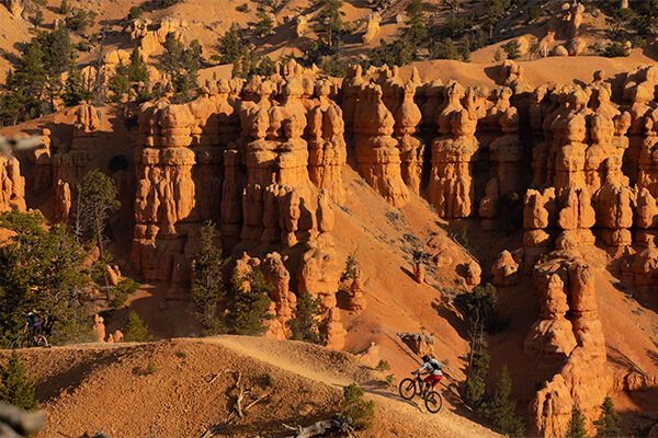 a biker riding the aquarius trail in southwestern utah