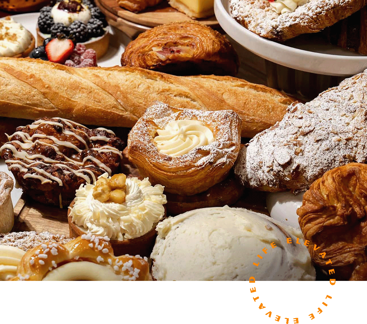 a variety of different types of pastries on a table