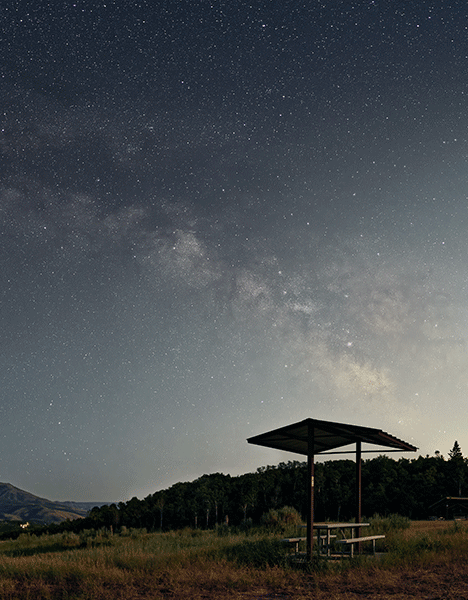 Stars appearing in the sky as nights begins to set