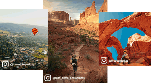 a collage of photos of people hiking in the snow and eating pizza