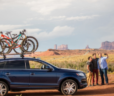 a car with a bike on top of it