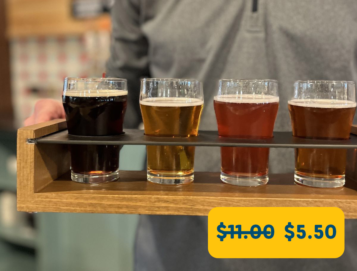 Beer flight at J. Leinenkugel's Barrel Yard