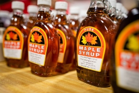 bottles of maple syrup
