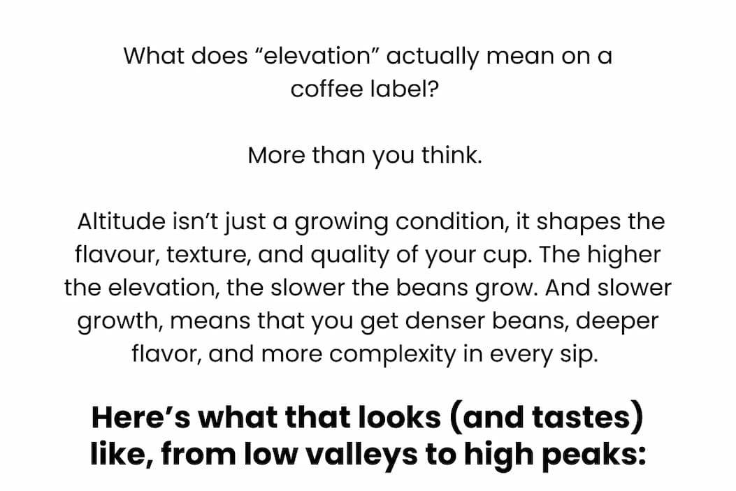 Here’s what that looks (and tastes) like, from low valleys to high peaks: