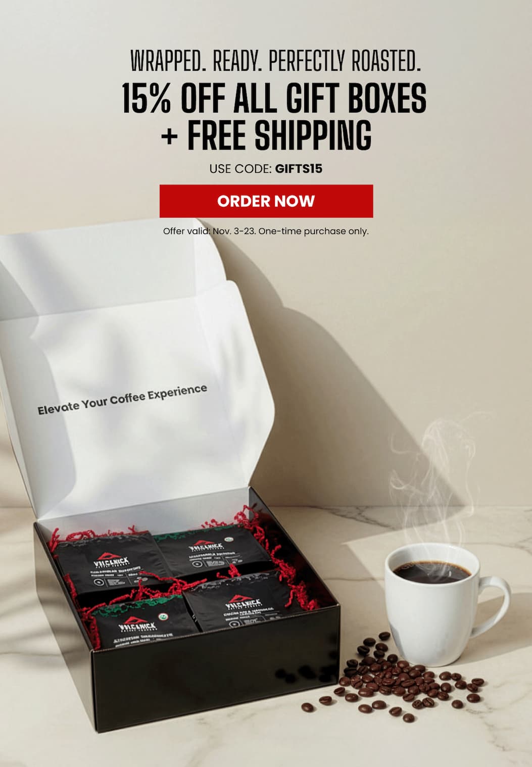 GIVE THE GIFT OF COFFEE 15% OFF all gift boxes + FREE shipping