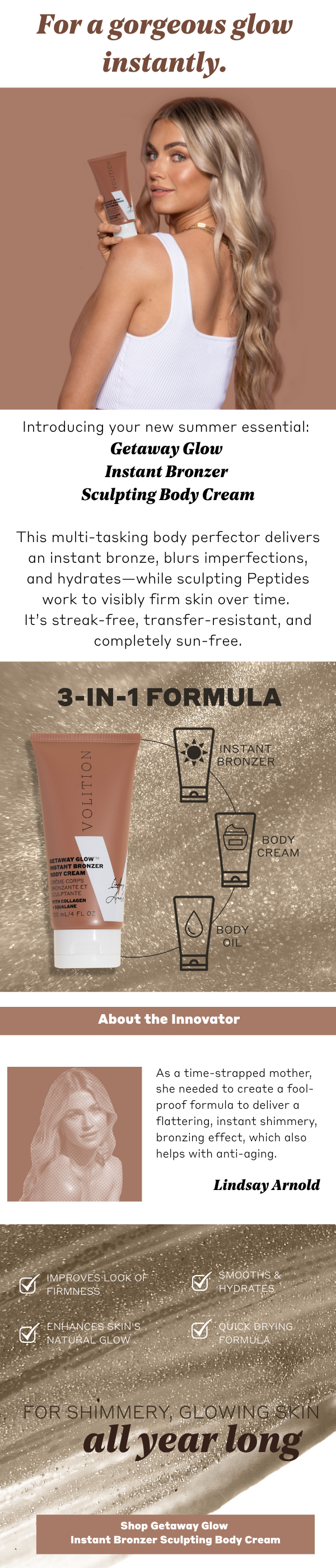 Shop Getaway Glow Instant Bronzer Sculpting Body Cream