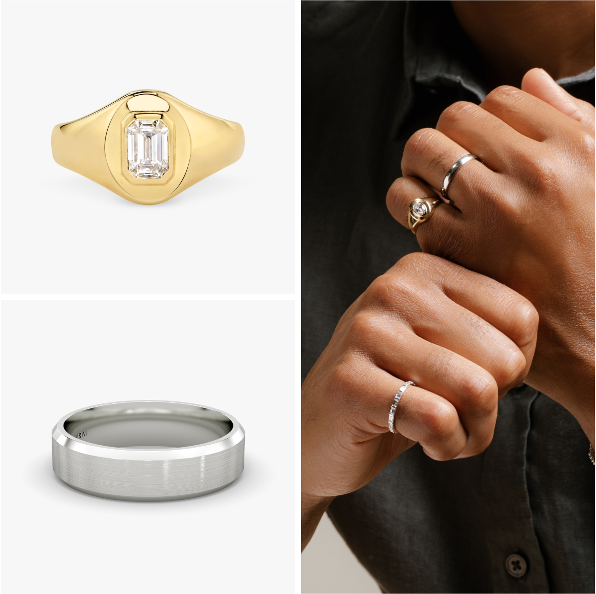 Image of bands and rings with VRAI created diamonds