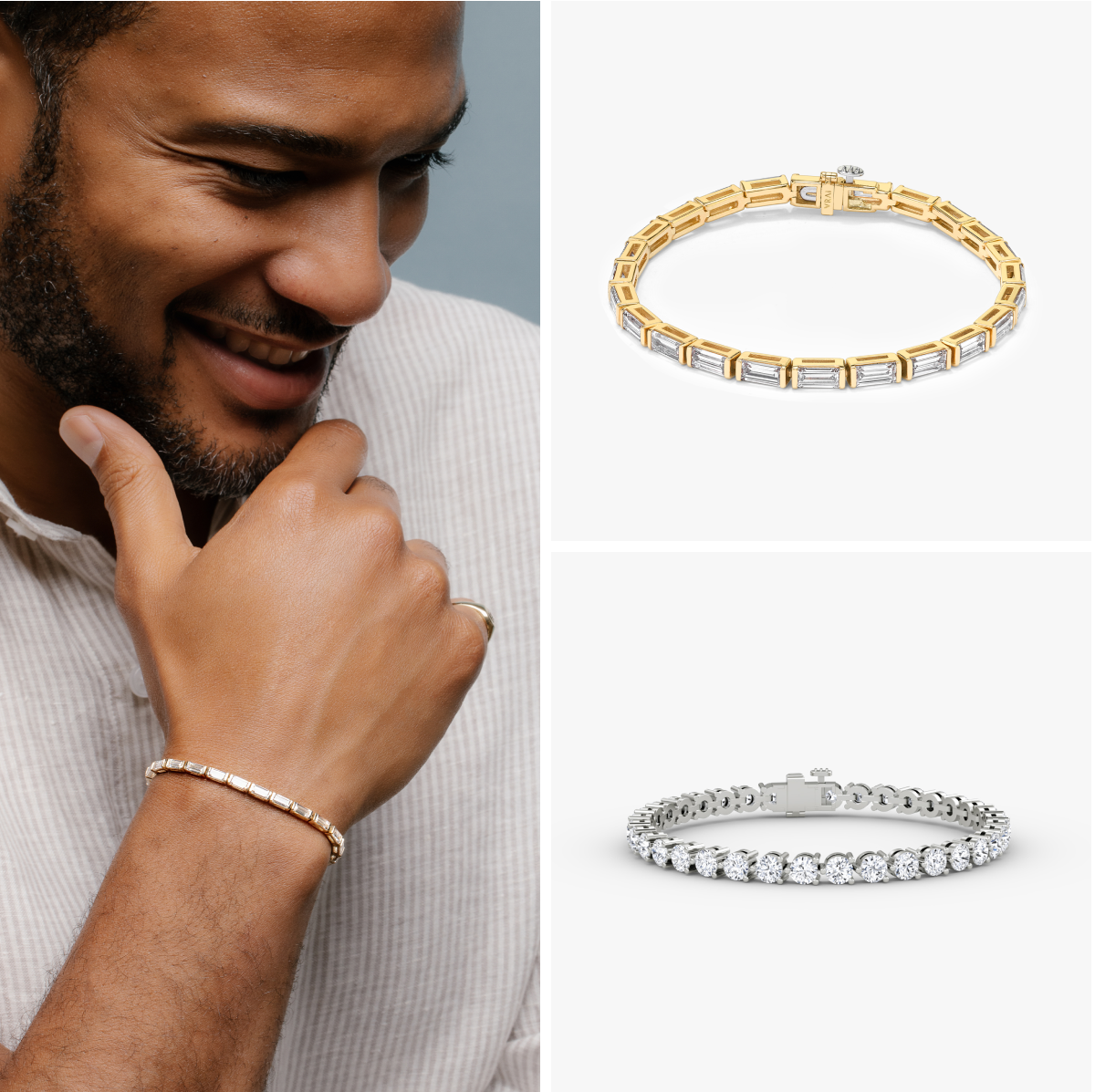 Image of bracelets with VRAI created diamonds