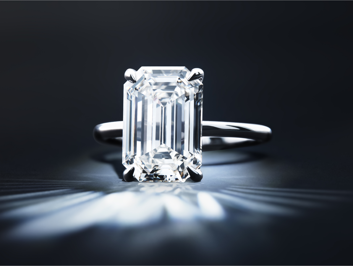 Image of engagement ring featuring VRAI created diamond