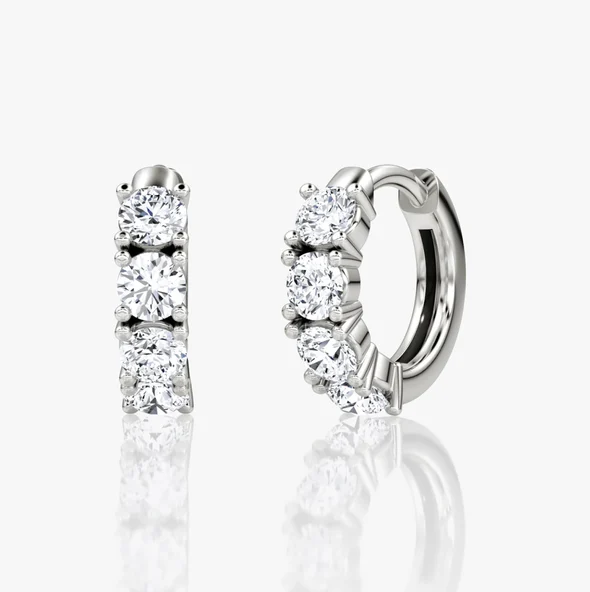 Half Eternity Huggie Hoop White Gold