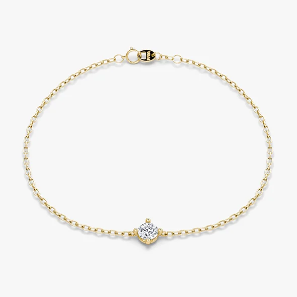 Petite Solitaire Bracelet - Round Brilliant - YG
