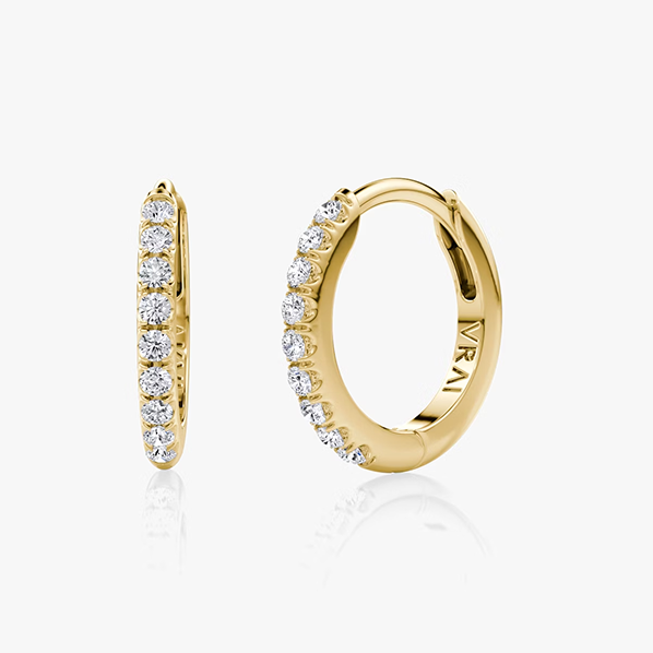 Pavé Huggie Hoops - 12mm - YG