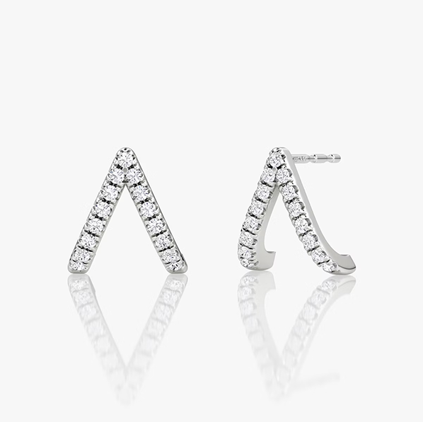 Reversed V Pave Huggie - WG