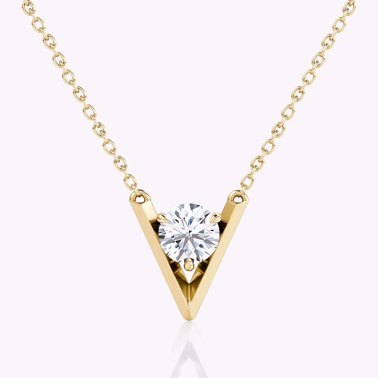 V Solitaire Necklace YG ¾ ct