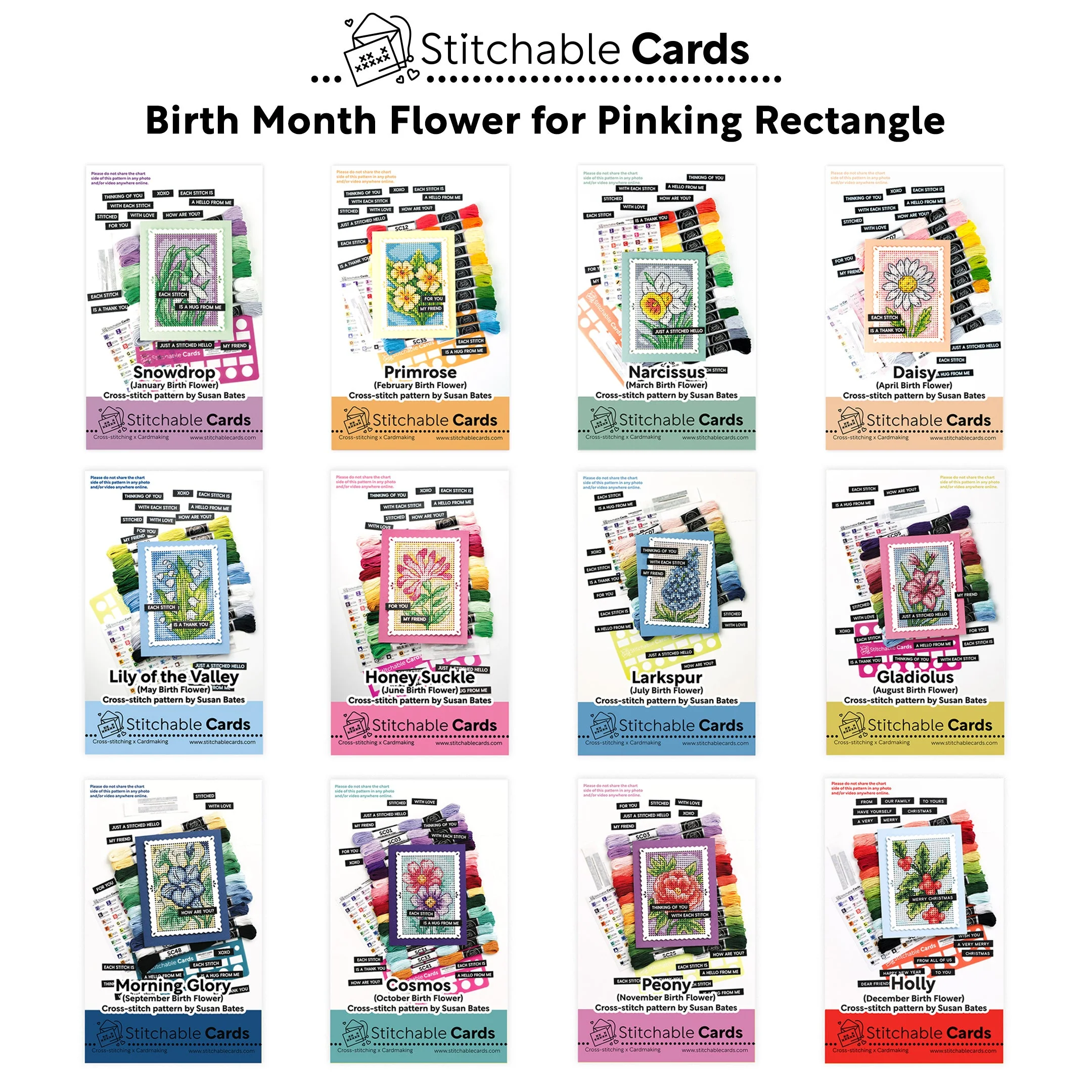 Birth Month Flower Pattern Bundle (Rectangle)
