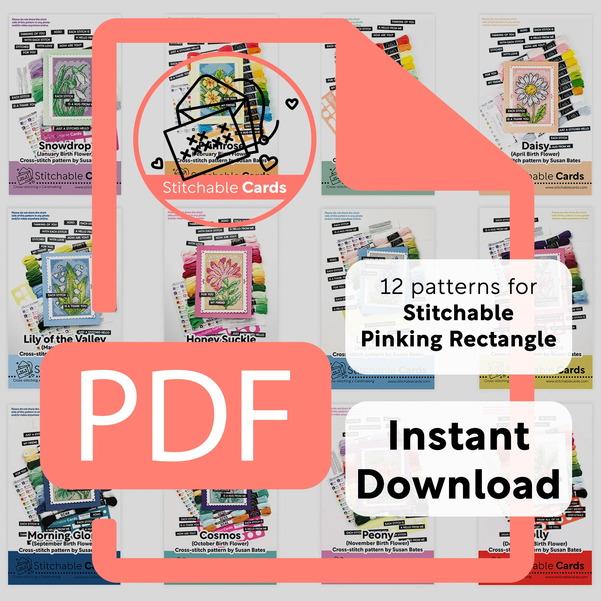 Birth Month Flower Digital Pattern Bundle (Rectangle)
