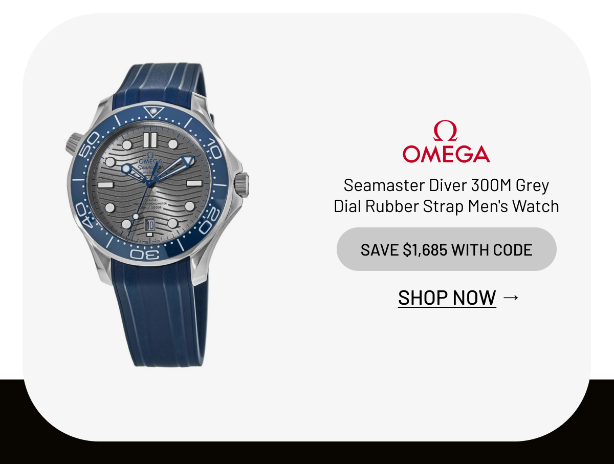 Omega Seamaster Diver 300M Grey Dial Rubber Strap Men's Watch