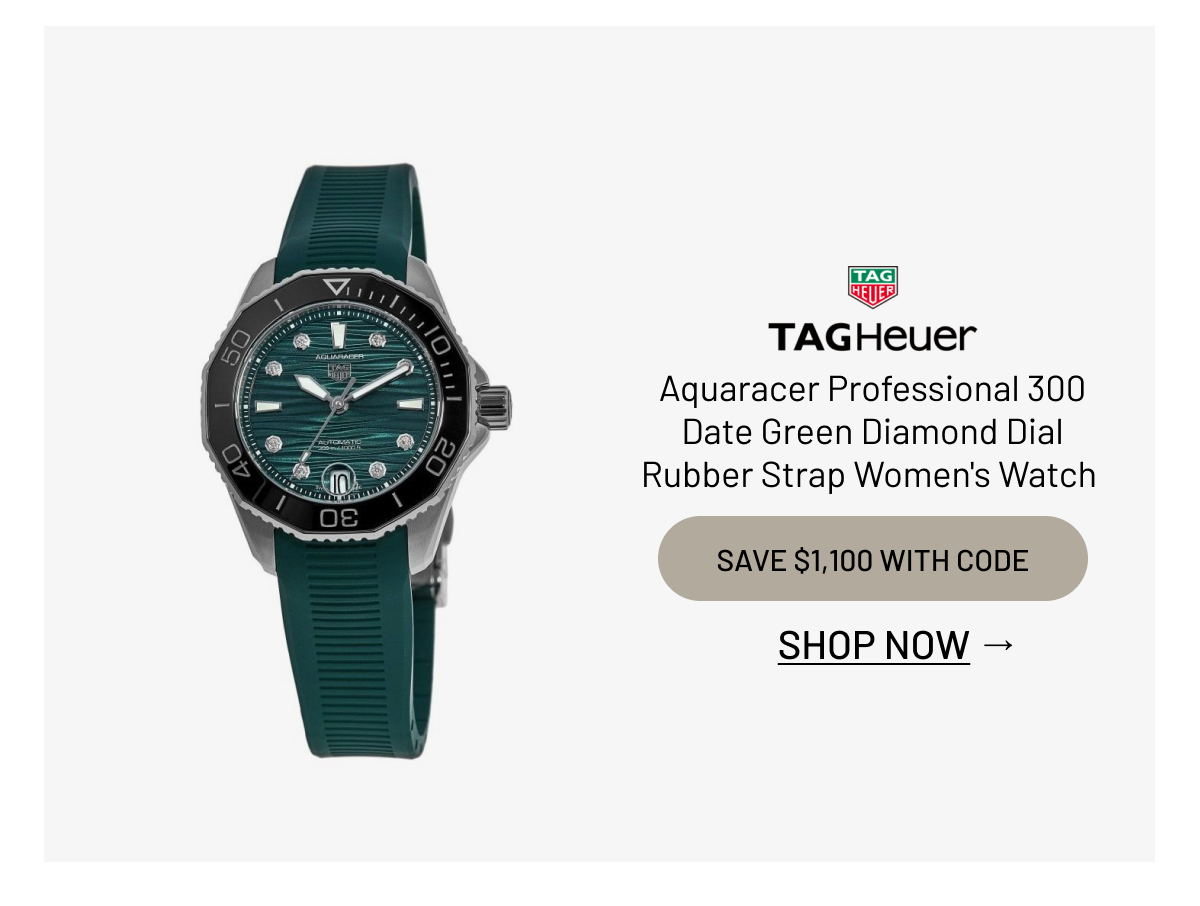 Tag Heuer Aquaracer Professional 300 Date Green Diamond Dial Rubber Strap Women's Watch