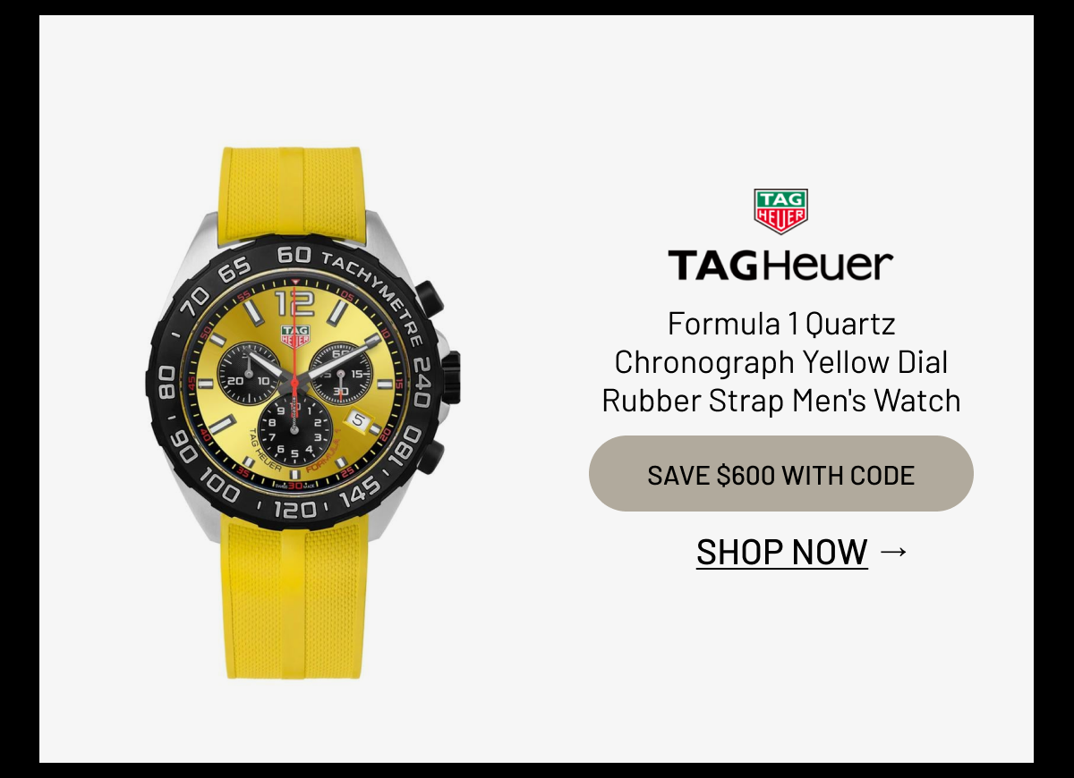 Tag Heuer Formula 1 Quartz Chronograph Yellow Dial Rubber Strap Men's Watch